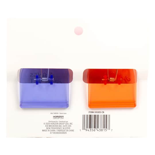 2" Coral & Blue Half Moon Clips